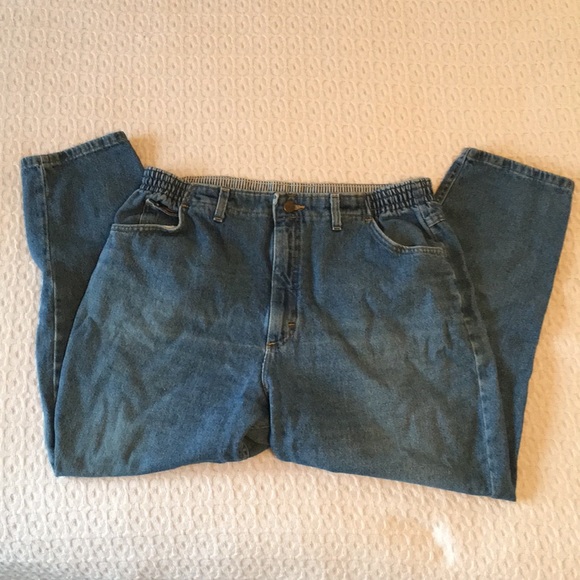 LL Bean Comfort Waist  Blue Denim Jeans Lg 18 P - Picture 2 of 8